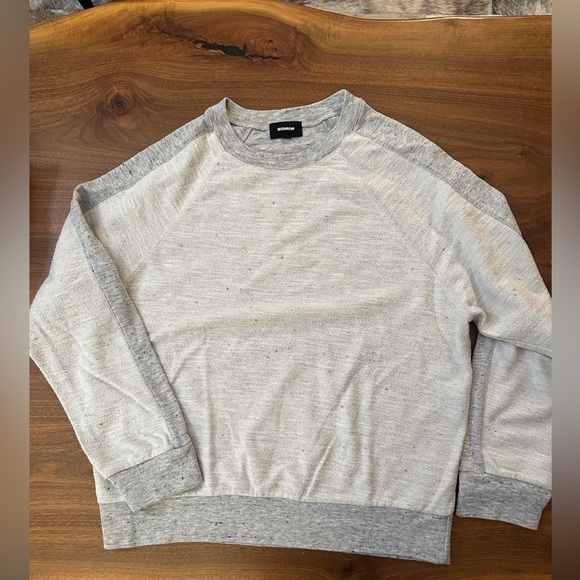 Monroe Reverse Contrast Rib Gray Raglan Sweatshirt - M - Picture 2 of 7